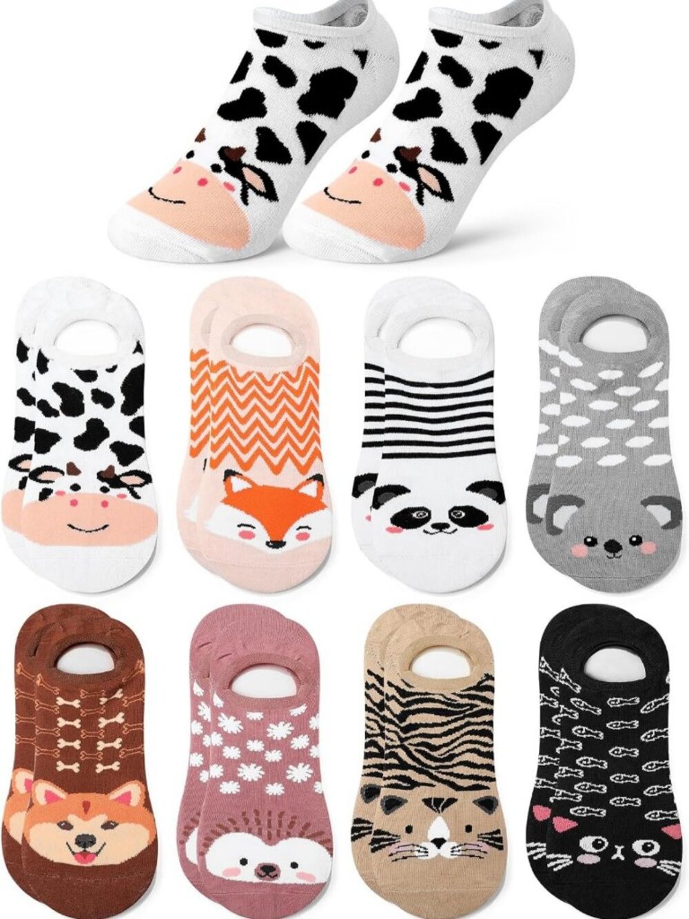 8 Pairs Cute No Show Ankle Socks for Women - Funny Animal Designs, Fun & Comfy